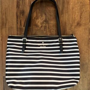 Kate Spade Black and White Striped Tote